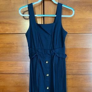 Navy blue linen dress